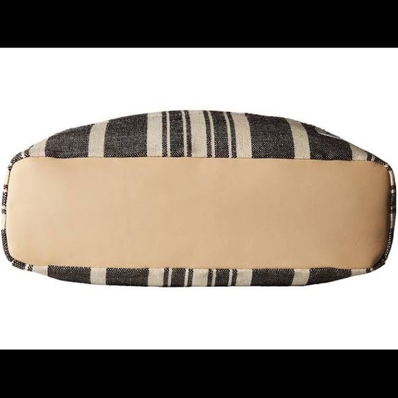 ED by Ellen Degeneres-LIVE LAUGH LOVE large cream/dark jean striped tote NWT - Picture 5 of 11